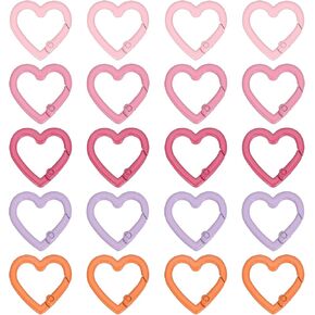 PATIKIL Heart Shape Swivel Buckles, 20 Pcs Zinc Alloy Spring Snap Keychain Clip Hanging Snap Hooks for DIY Crafts Key Chains Bag Purse, 5 Colors