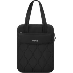MOSISO 360 Protective Laptop Case 13.3 inch, 13-14 inch Puffy Laptop Sleeve Compatible with MacBook Air 13 13.6/Pro 13/14, HP Dell Acer ASUS, Gourd Shaped Quilted Bag with Pockets&Handle&Belt, Black