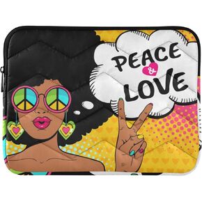 ALAZA African American Afro Woman Peace Laptop Sleeve Case 13, 13.3, 14 inch, Computer Cases for Pad Tablet, Waterproof Briefcase Bag
