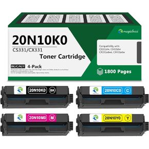 20N10 Toner Cartridges (4Pack, BK/C/M/Y) Compatible 20N10K0, 20N10C0, 20N10M0, 20N10Y0 Toner Cartridge Set Replacement for Lexmark CS331, CS431, CX331, CX431 Printer | CS331 CX331 Toner