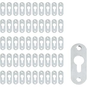 Geesatis 50 pcs Keyhole Hangers Heavy Duty Single Hole Hanging Plates Metal Picture Hanger, with Mounting Screws, 43 x 16 mm, Silver, Flat Surface