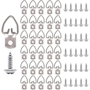 D Ring Picture Hangers, Single Hole with Screws, D Rings Heavy Duty, Picture Hang Solutions for Mirror, Clock, Decoration, Paintings, Artwork Pictures Frame, 30 PCS