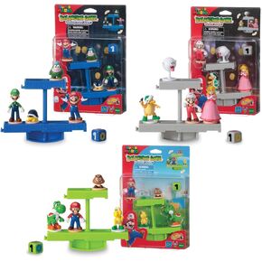 Epoch Games Super Mario Balancing Game Bundle, 3 Tabletop Action Games for Ages 4+ with 12 Collectible Super Mario Action Figures, Multi (7386)