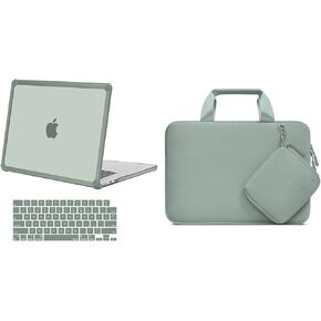 MOSISO Compatible with MacBook Air 15 inch Case 2025-2023 M4 A3241 M3 A3114 M2 A2941, Anti-Cracking Heavy Duty Hard Shell with TPU Bumper&Keyboard Cover&Polyester Bag, Emerald Green&Antique Green