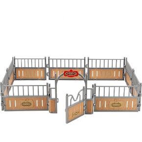 Horse Stable Toy Model, Realistic Miniature Farm Fence Stall Playset Corral Fencing Accessories Sets for Sand Riders Animals Table Club Layout Scene Arena Ornament Decoration Gifts (Brown, 1PC)