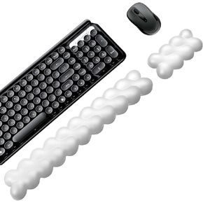 Wrist Rest for Keyboard and Mouse, Upgrade Enlarge Mouse Pad Wrist Rest, Ergonomic Memory Foam, Non-Slip Base for Computer Gaming & Office Work, 2 Piece Set, Clouds Black (17.71x3.15+6.29x3.15 inch)