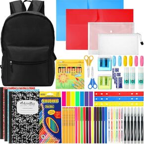 86 Pcs School Supplies Kit with Backpack Back to School Supplies Bag Set Elementary Essential Bundle Bulk for Kid Student Girl Boy Classroom School(Black)