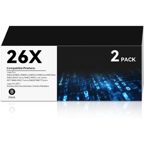 26X CF226X Black Toner 2-Pack Pro M402n M426fdw Replacement for HP 26A 26X CF226X CF226A Black Toner Cartridges with Chip for Laserjet Pro M402n M426fdw M402dn M402dw M402m MFP M427dw M426dw M426fdn