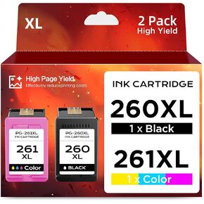 260XL 261XL Ink Cartridge Replacement for Canon 260 XL 261 XL PG-260 CL-261 Combo Pack Work with Canon PIXMA TS6420 TS6400 TS5320 TR7020 TR7022 TR7020a TR7022a Printer (2 Pack, 1 Black, 1 Tri-Color)