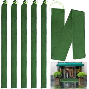 Yopay 6 Pack Long Canvas Sandbags for Flood Protection, 5.7' x 5.7" Reusable Water Barrier Bags, Heavy-Duty Emergency Rain Wind Sand Bags for Flooding, Storm, Home, Garden, Door, Window