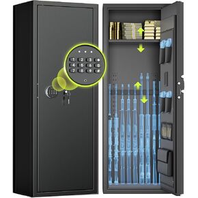 Greenvelly 12-14 Gun Safe for Rifles and Pistols,Quick Access Rifle Gun Safe with Keyboard Lock, Gun Cabinets for Rifles and Shotguns with Pocket and Rifle Rack for Home