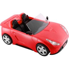 Convertible Car for Dolls, Glittering Deep Red Convertible Doll Vehicle with Working Seat Belts Ideal Gift Increase Children's Fun