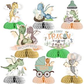 Kreatwow Dragon Honeycomb Centerpieces Dragon Baby Shower Decoration Dragon Theme Table Centerpieces Welcome Baby Decorations A Little Dragon On The Way Decorations for Boy's Dragon Knight Baby Shower