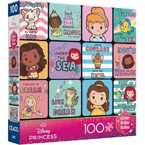 Ceaco - Disney - Princess Collage - Glitter Puzzle - 100 قطعة بانوراما