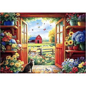Jeaiciro 100 Piece Puzzles for Kids Ages 5-8 & 8-10, Flower House Farm Jigsaw Puzzle, Large Piece Puzzles for Seniors & Adults, Educational Toy for Boys and Girls Family Fun Gift Set for Child