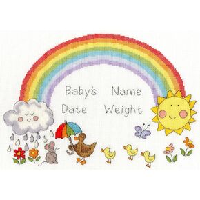 Bothy Threads Rainbow Baby Cross Stitch Birth Sampler Kit