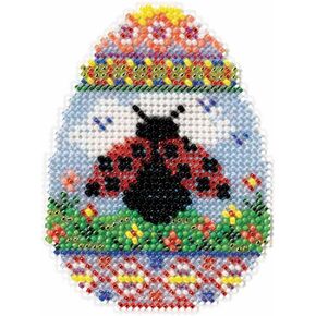 Ladybug Egg Beaded Counted Cross Stitch Ornament Kit Mill Hill 2016 Spring Bouquet MH181615