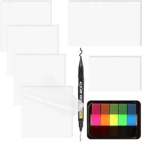 1000 Sheets Transparent Sticky Notes, MEIGAONE 10 Pack Clear Sticky Note with Index Tabs + Marker Pen, Strong Adhesion, Waterproof Translucent Sticky Note for Study, Book,Office,School Supplies