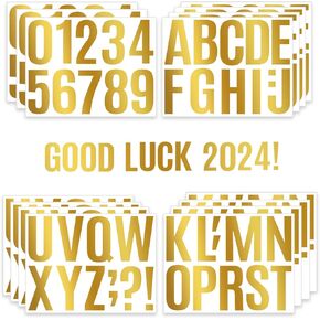 15 Sheets Gold Letter Stickers 4 Inch, Gold Large Vinyl Letter and Number Stickers Waterproof, Golden Big Alphabet Letter ABC Decals Labels Self-Adhesive for Mailbox Poster Bulletin Board Signs DIY