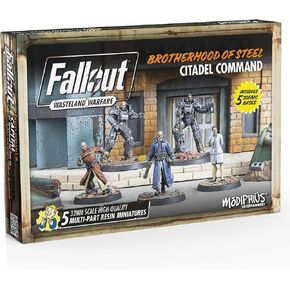 Modiphius Entertainment Ltd Fallout Wasteland Warfare: Brotherhood of Steel-Citadel Command - 5 Miniatures, 32mm Unpainted Figures, Captial Wave