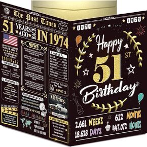 75th Birthday Card for Women Men - Back In 1950 Black & Gold - 75 Happy BIRTHDAY card - 75th birthday gift for Her Him - JUMBO size - 75th birthday decorations Dad Mom - Best gifts for 75 year old
