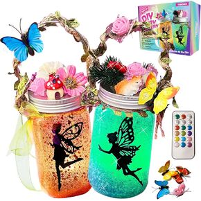 FOMOMDI DIY Fairies in a Jar, Color Changing Fairy Lantern Night Light Kit with Remote Control, Kids Girls Birthday Holiday Gifts Activities Arts Crafts Toy
