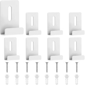 8 Pack Mirror Clips 1/4 inch, Mirror Clips for Wall Mounting White Mirrors Hanging Kit with Screw White Metal Mirrors Mounting Hardware for Wall Mountings Frameless Billboard Display