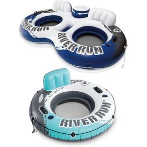 Intex 58837EP River Run Inflatable 2 Rider & Single Rider Inflatable Innertube Float with Built-in Cooler