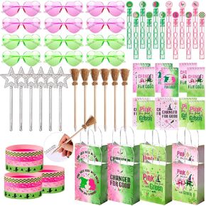 Vanblue 72Pcs Pink and Green Witch Party Favors Birthday Decorations,Star Wands,Glasses Goodie Bag Stuffers Pinata,Classroom Rewards for Kids Student Birthday Gift School Party Supplies