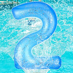 Inflatable Pool Floats Number, 20 Inch Blue Number 0-9 Giant Pool Birthday Party Decorations Balloon for Summer Graduation Party Supplies Indoor Outdoor Backdrop Decor