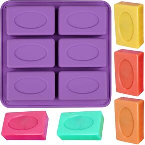 Silicone Soap Mold 6 Cavities Rectangle Soap Molds for Homemade Craft Lotion Soap Bar, Cake Mold, Ice Cube(Size 3.35 x 1.97inch)