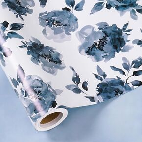 RUSPEPA Reversible Floral Wrapping Paper for Women Girls, Mini Roll, Elegant Flower Greenery and Sage Green Gift Wrap Paper for Wedding, Birthday, Bridal Shower, Mother's Day, 17 Inches x 16.4 Feet