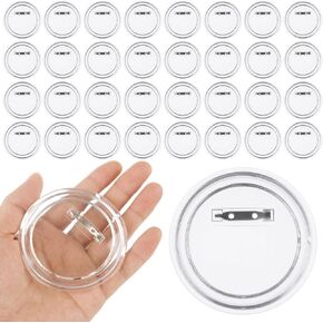 100 Pcs Clear Button Pins for Craft 3 Inch Blank Acrylic Photo Buttons for Pictures Make Your Own Buttons Badge Maker DIY Crafts Supplies