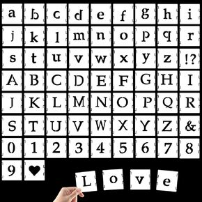 65 Pcs 1 Inch Alphabet Letter Stencils for Painting Reusable Small Plastic Letter Number Symbol Interlocking Drawing Template Kit for Painting on Fabric, Wood, Wall, Rock, Signage, Door Porch