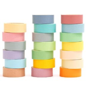 YUBX Colored Washi Tape Set 20 Rolls Macaron Solid Colors Decorative Masking Tapes for Arts, DIY Crafts, Journals, Planners, Scrapbook, Wrapping