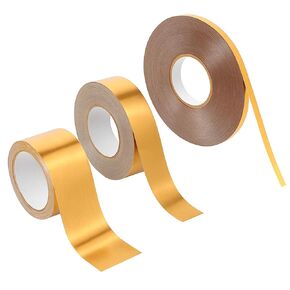 3 Rolls Self Adhesive Polyester Film Tape, Gold Metalized Tapes Washi Metallic Tapes Self Adhesive Gold Tape for Detailing Accent Wall DIY Graphic Crafts Wardrobe Crafts 1/5, 4/5, 7/5 Inch