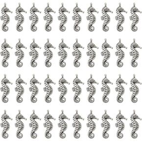 Honbay 100PCS Alloy Seahorse Charms Pendant Metal Ocean Creatures Pendants for Earrings Bracelet Necklace Keychain Craft Making