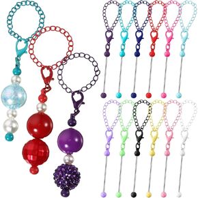 12 Pcs Beadable Charm Accessories Compatible with Stanley Beaded Charm for Tumblers with Handle Cup Chains Wire for 30 40 oz Water Bottle Jewelry Gift Making Blank DIY