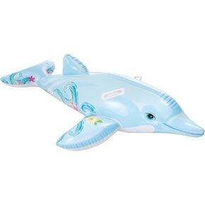 Intex Childrens Inflatable Ride On Lil Dolphin Swimming Pool Fun Accessory, Lite Blue