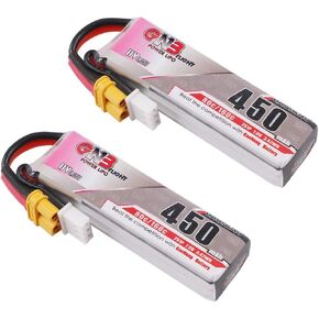 Crazepony 2S HV Lipo Battery ، 7.6V 450mAh 80/160C XT30 PLACK FOR TRASHCANS LARVA X Micro FPV Racing Drone Quadcopter - 2pcs