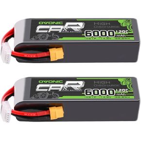 OVONIC 4S LiPo Battery 6000mAh 14.8V 120C RC Battery with XT60 Connector (2 Pack)