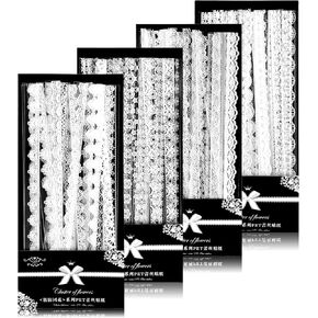 120 PCS Vintage Lace Stickers Lace Embellishments Sticker Cutout Laces Scrapbook Sticker White Scrapbooking Stickers Wedding Scrapbook Supplies for Planners Journals Scrapbooks Embellishments Crafts