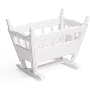 Odoria Dollhouse Baby Crib Miniature: 1/12 Scale Cradle for Dolls House Nursery Cute - Mini Wood Bassinet Furniture White