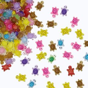 200Pcs Cute Tiny Turtles for Crafts, Luminous Cute Figurine Resin Miniatures for Garden Moss Landscape Hidden Game Party Decoration Nail Art DIY Projects Cake Toppers