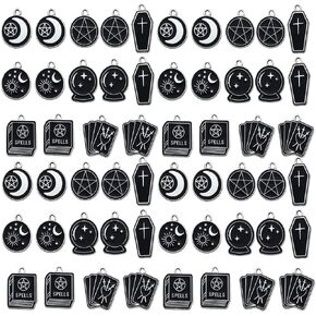 Youdiyla 30pcs Alloy enamel double hole ethnic style set series Pendant Jewelry Making DIY Keychain Earrings Pendant Various Design Charms for Jewelry Making Bracelets Necklace (SN367)