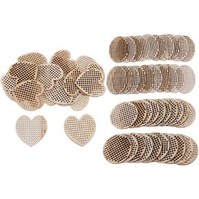 60 Pieces 2 Inch Natural Wood Blank Shapes Pendant Plaque Tags,Wooden Circles and Heart for Holiday Gift Tags, DIY Craft Decoration, Hanging Decorations, Painting, Valentines