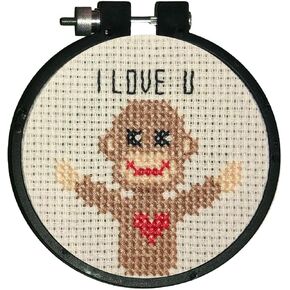 Design Works Crafts Sock Monkey Counted Cross Stitch Kit with Hoop