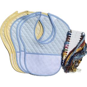 3pcs Yellow Bib and 3pcs blue bib to Cross Stitch, 14ct, cotton big size thick material cotton blank bib cross stitch kit