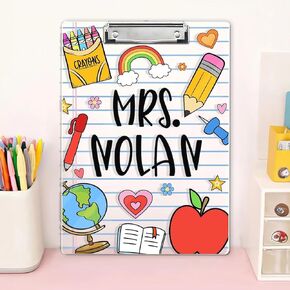 Custom Teacher Name Clipboard, Personalized Back to School Teacher Gifts, Custom Acrylic Clipboard with Teacher Name, Teacher Appreciation Gift (01)