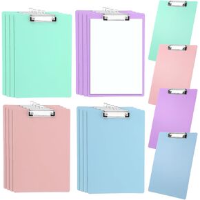 20 Pack Portable Clipboards Bulk, 8.4" × 12.3" Colored Clipboard with Low Profile Clip for Standard A4 Letter Size, 4 Colors Plastic Clipboard for Office School Home Classroom Outdoor